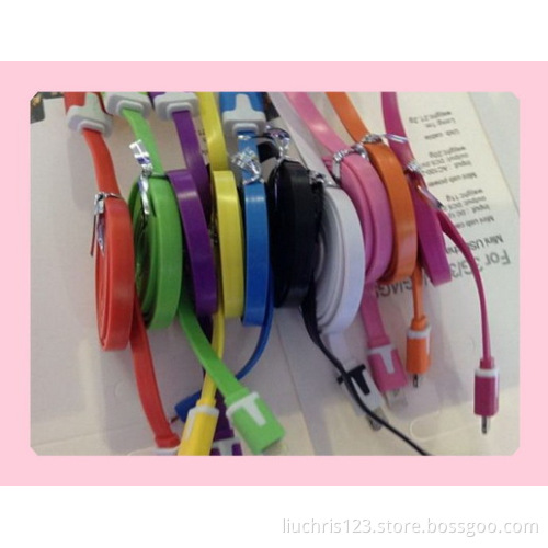 mobile phone colorful flat usb data cable